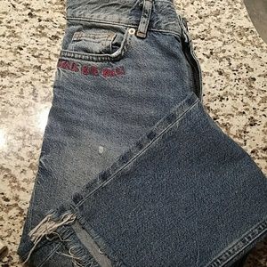 Embroidered mom jeans